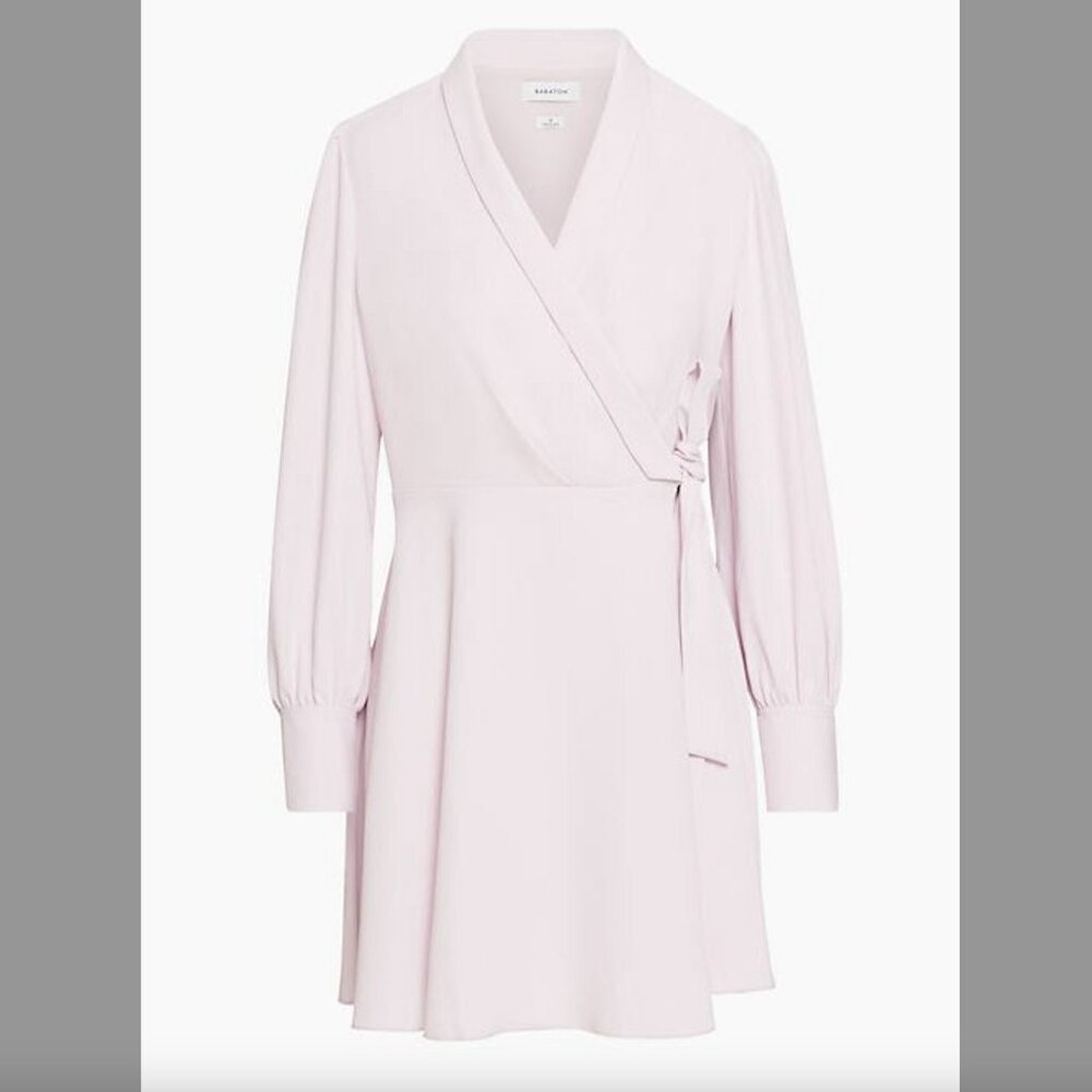 ARITZIA Babaton Hyde Dress Halo Pink Long Sleeve Wrap Dress Size L